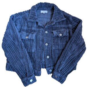 Tractr Tween Girls Corduroy Crop Jacket - Navy Blue - Size S (7/8)